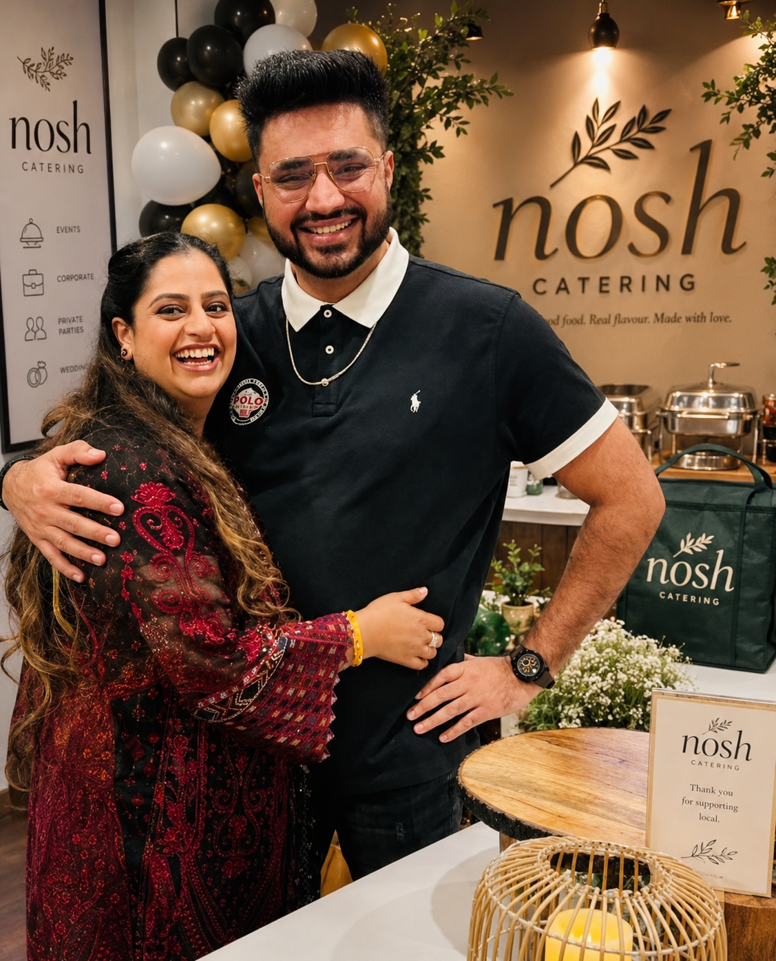 Harris and Kanwal at their Nosh Catering booth